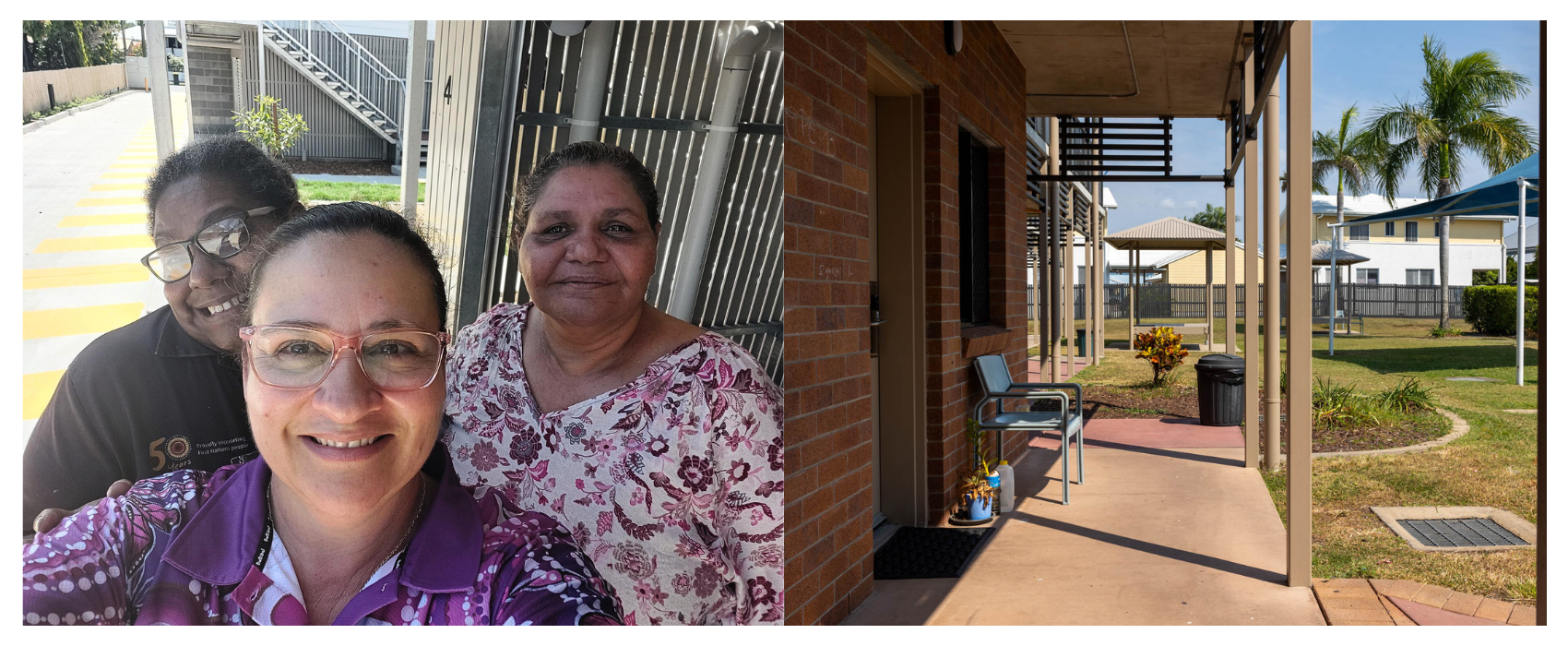 Left to right: Assistant Hostel Manager Elisha Morrison, Hostel Manager Kelly Beckley, and past resident Sonia 