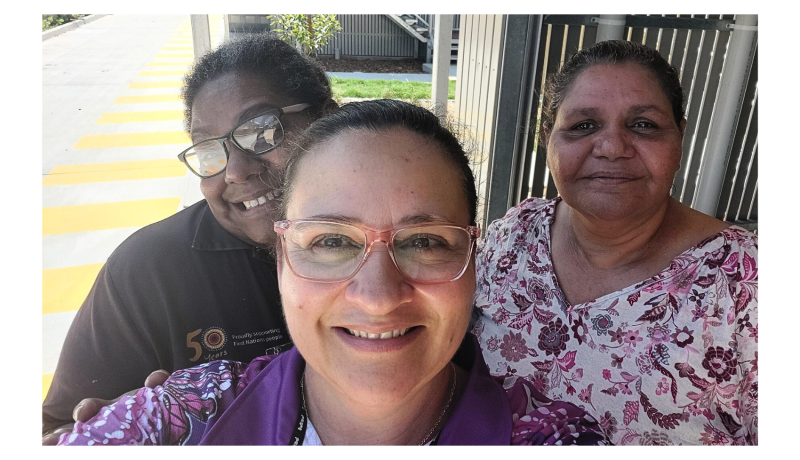 Left to right: Assistant Hostel Manager Elisha Morrison, Hostel Manager Kelly Beckley, and past resident Sonia 