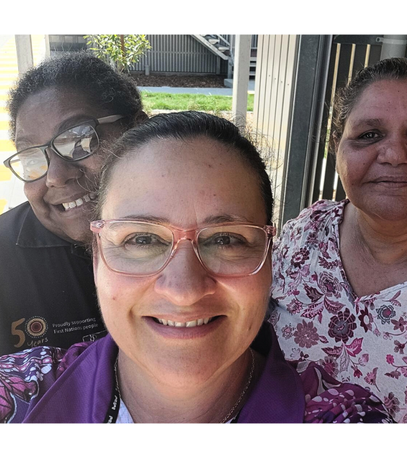 Left to right: Assistant Hostel Manager Elisha Morrison, Hostel Manager Kelly Beckley, and past resident Sonia 