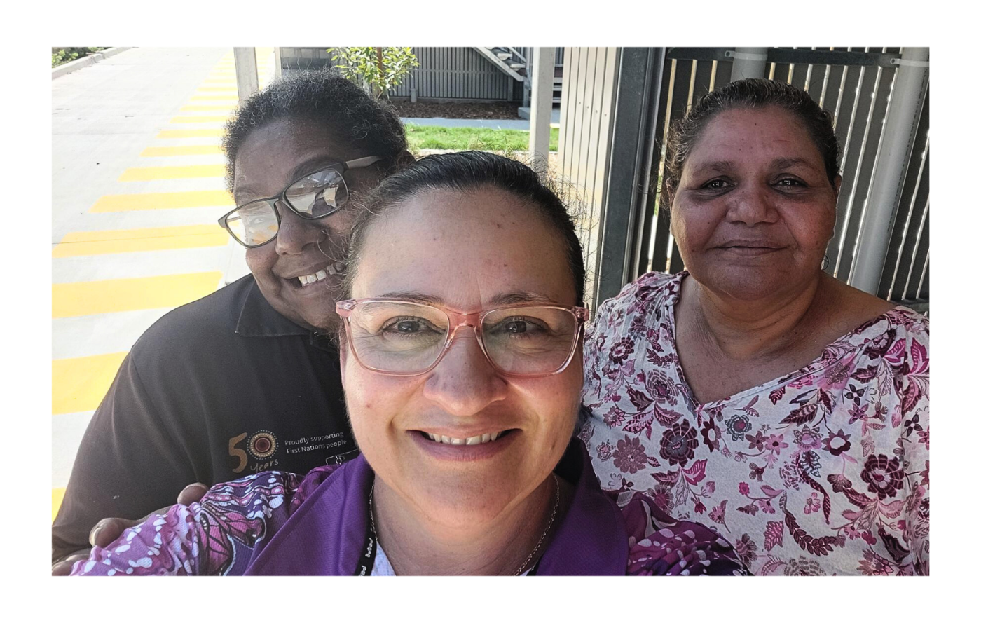 Left to right: Assistant Hostel Manager Elisha Morrison, Hostel Manager Kelly Beckley, and past resident Sonia 